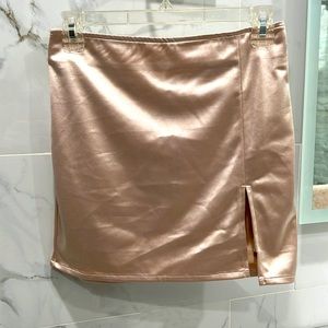 Satin gold mini skirt
